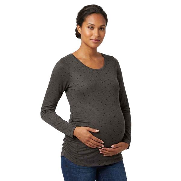 Womens Times Two Maternity Star Long Sleeve Slide Hacci Tee