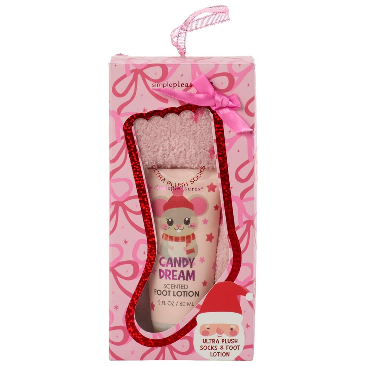 Simple Pleasures(R) Candy Dream Ultra Plush Socks & Foot Lotion Set