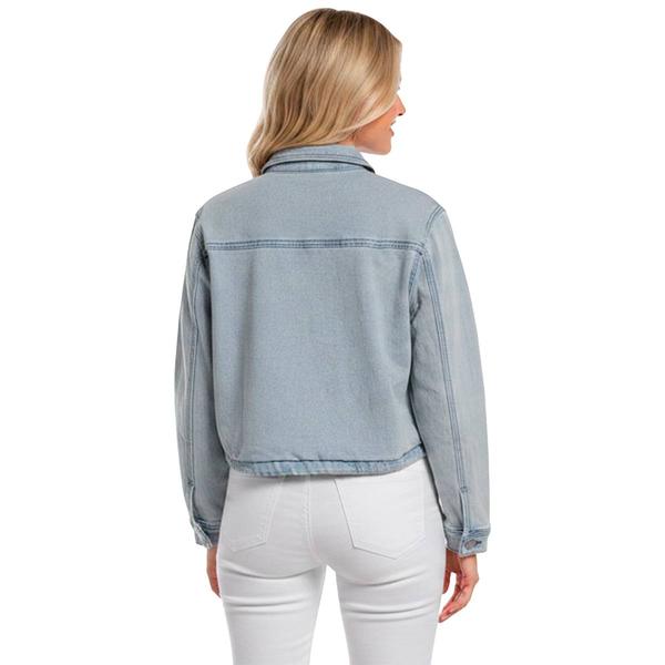 Womens Baccini Drawcord Waistband Cropped Denim Jacket alternate view
