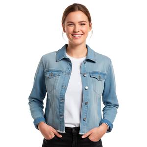 Womens Baccini Point Collar Fray Hem Denim Jacket