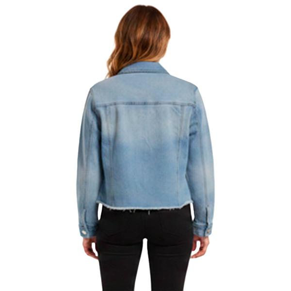 Womens Baccini Point Collar Fray Hem Denim Jacket alternate view