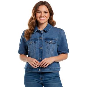 Womens Baccini Short Puff Sleeve Trucker Denim Jacket