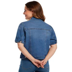 Womens Baccini Short Puff Sleeve Trucker Denim Jacket alternate view