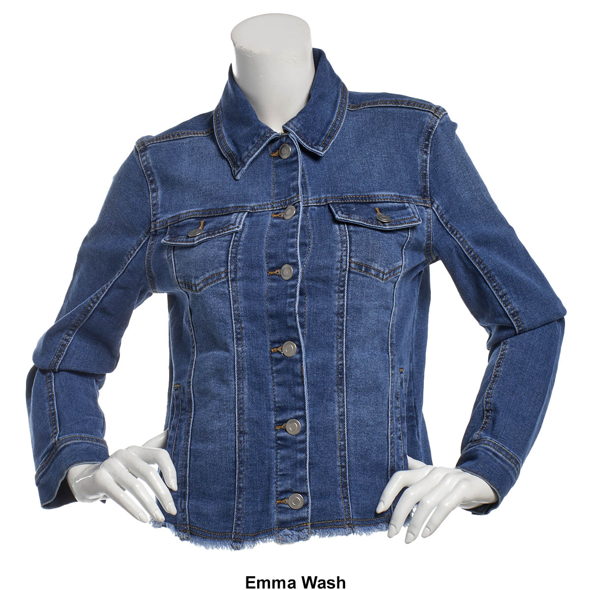 Womens Baccini Fray Hem Trucker Jacket