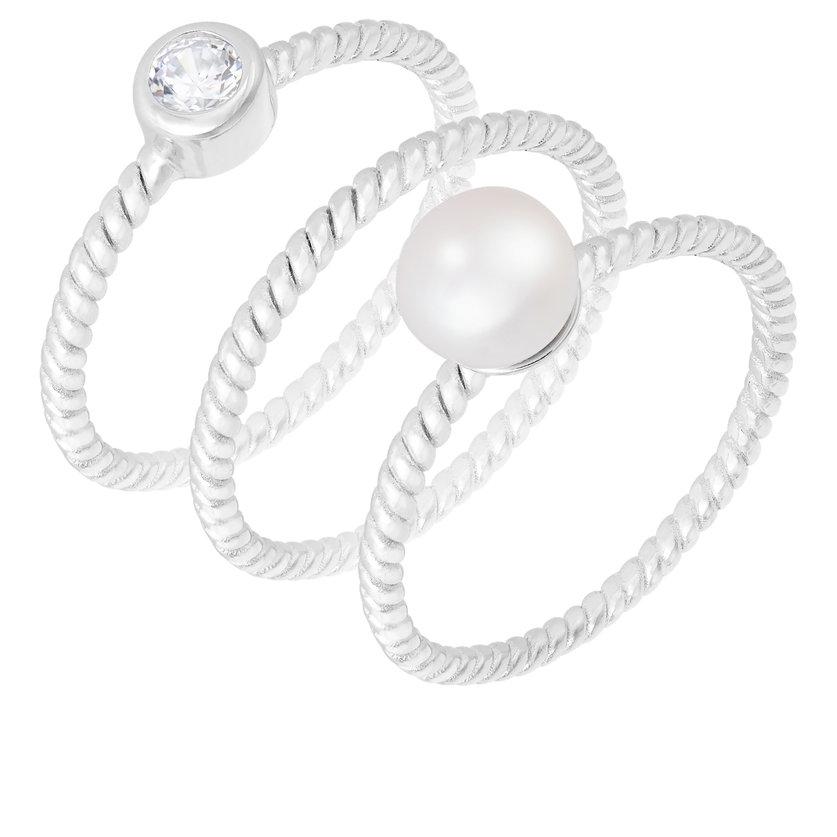 Splendid Pearls Sterling Silver Stackable Pearl Rings