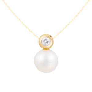 Splendid Pearls 14kt. Gold Pearl Pendant w/ Diamond Bezel