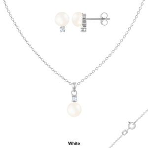 Splendid Pearls Sterling Silver Pearl Necklace & Earrings Set alternate view