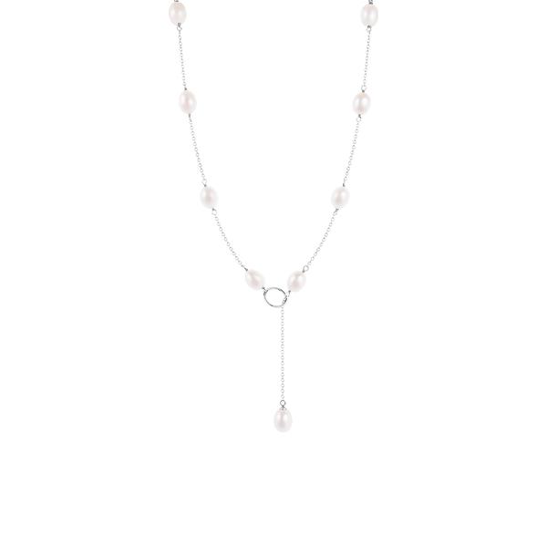 Splendid Pearls Sterling Silver Lariat Pearl Necklace