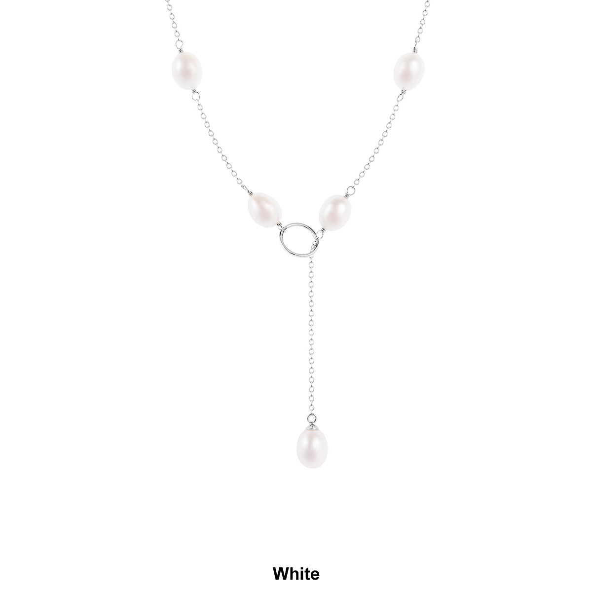 Splendid Pearls Sterling Silver Lariat Pearl Necklace