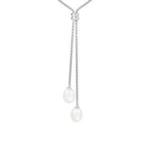 Splendid Pearls Sterling Silver Double Pearl Pendant Necklace