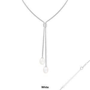 Splendid Pearls Sterling Silver Double Pearl Pendant Necklace alternate view