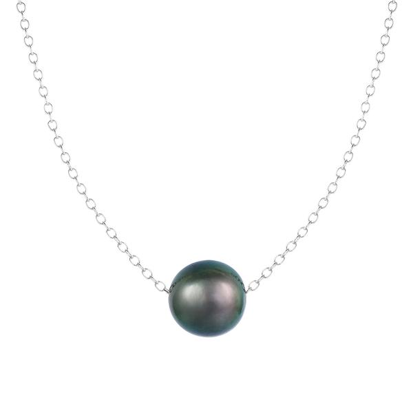 Splendid Pearls Sterling Silver Tahitian Pearl Slider Necklace