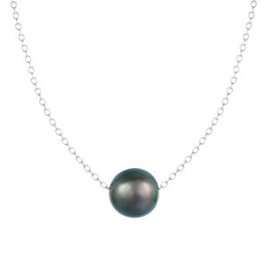 Splendid Pearls Sterling Silver Tahitian Pearl Slider Necklace