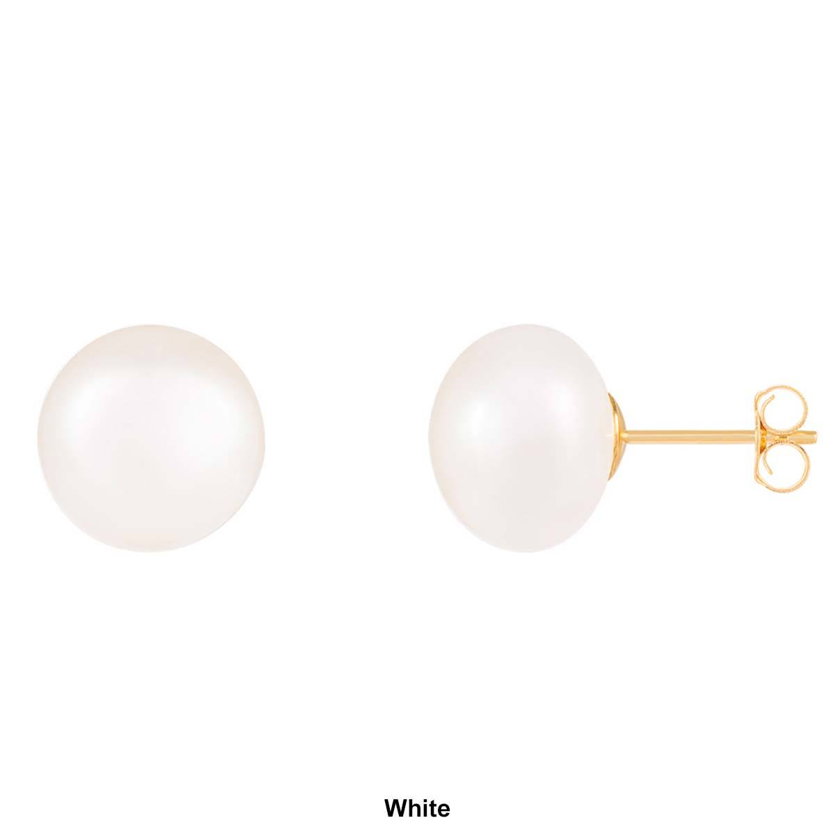 Splendid Pearls 14kt. Gold 10mm Freshwater Pearl Stud Earrings