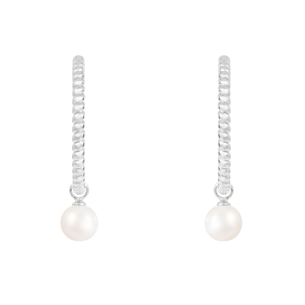 Splendid Pearls Sterling Silver Hoop-Shaped Pearl Earrings