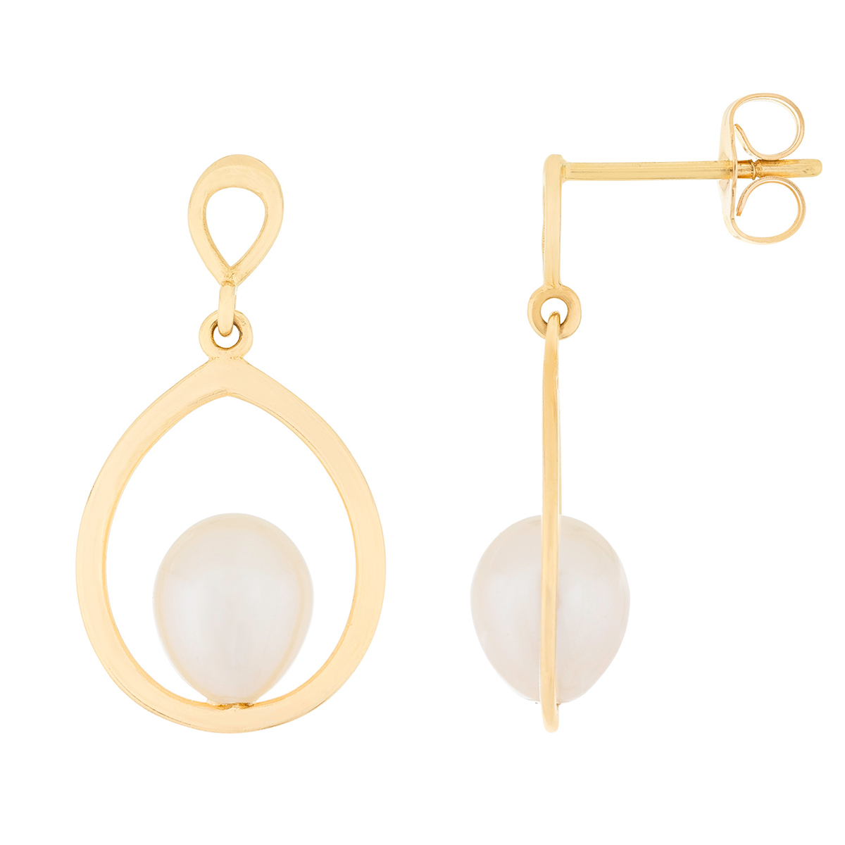 Splendid Pearls 14kt. Gold Dangling 7mm Pearl Earrings