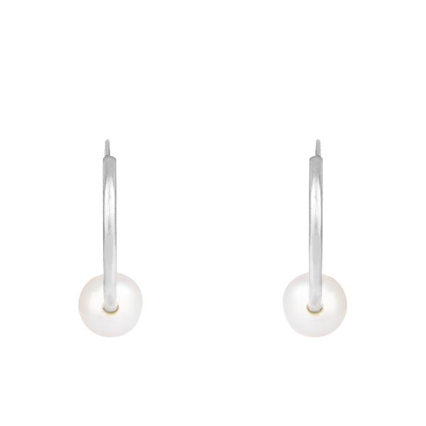 Splendid Pearls 14kt. White Gold Pearl 14mm Hoop Earrings alternate view