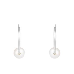 Splendid Pearls 14kt. White Gold Pearl 14mm Hoop Earrings alternate view