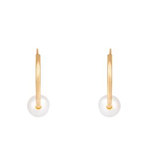Splendid Pearls 14kt. Gold Freshwater Pearl 14mm Hoop Earrings alternate view