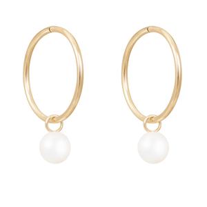 Splendid Pearls 14kt. Gold Pearl 14mm Hoops Earrings alternate view