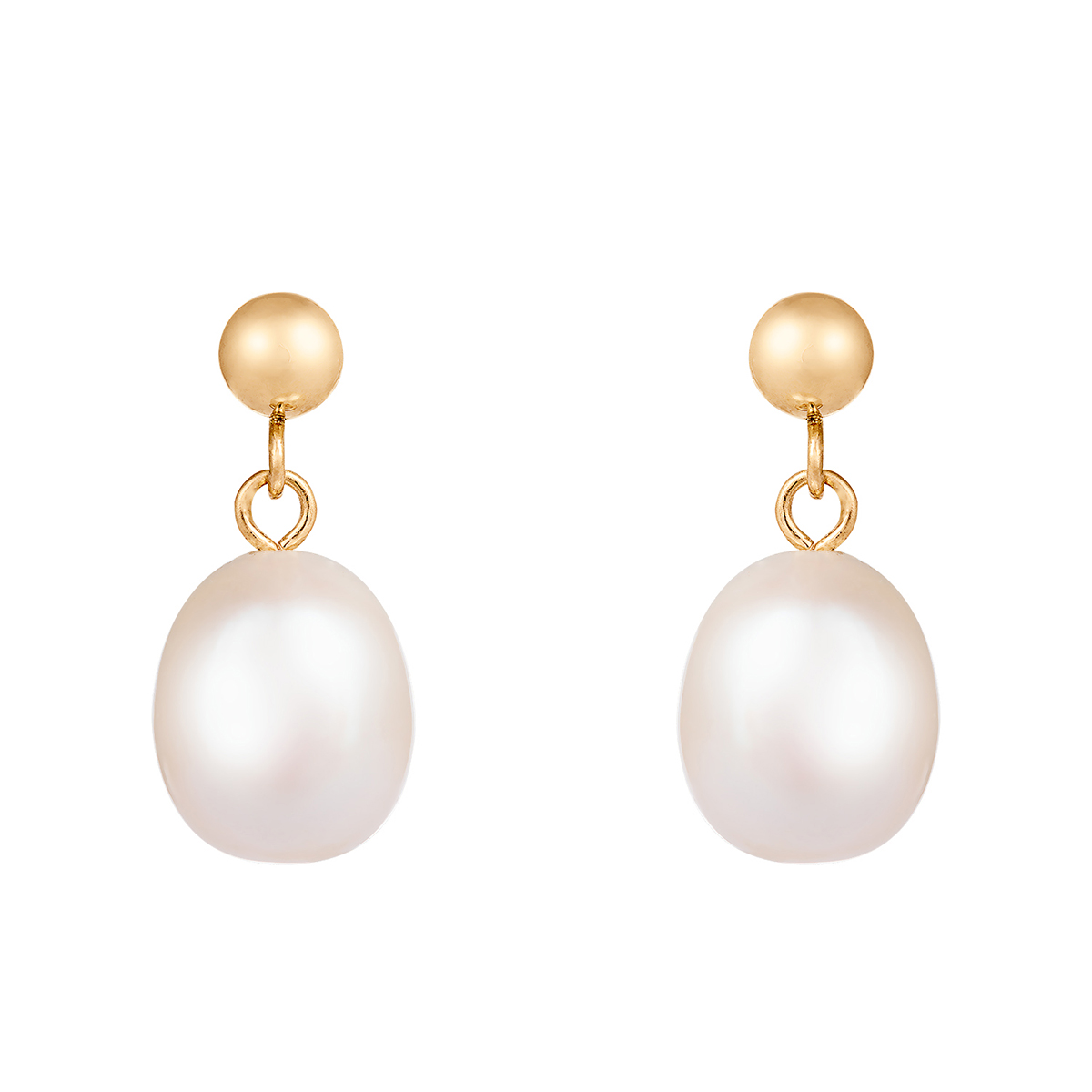 Splendid Pearls 14kt. Gold Dangling Drop-Shaped Pearl Earrings