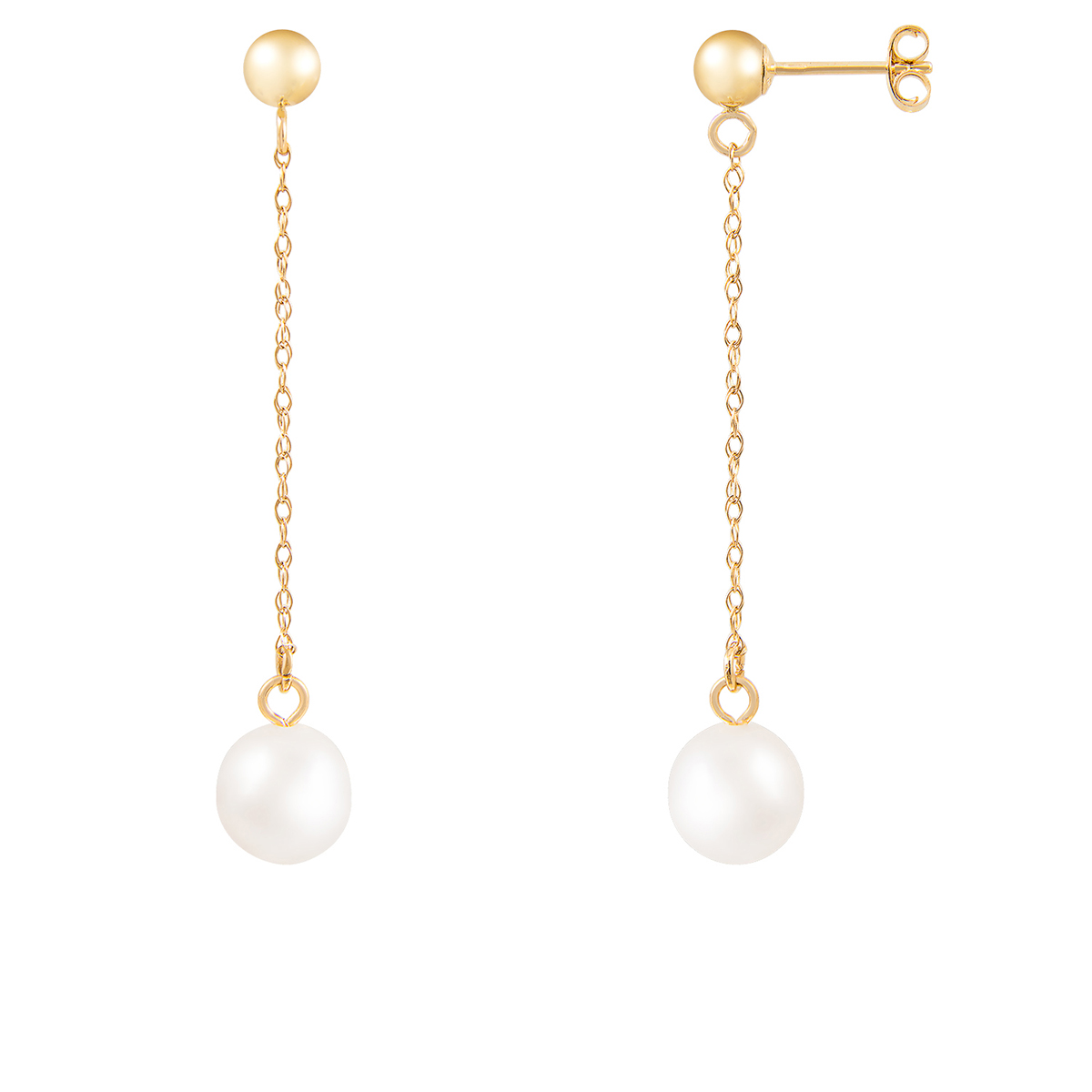 Splendid Pearls 14kt. Gold Dangling Freshwater Pearl Earrings