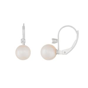 Splendid Pearls 14kt. Gold Diamond Pearl Lever Back Earrings