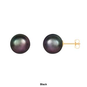Splendid Pearls 14kt. Gold 10mm Round Pearl Stud Earrings alternate view