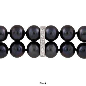 Splendid Pearls Sterling Silver Double Row Pearl Bracelet alternate view