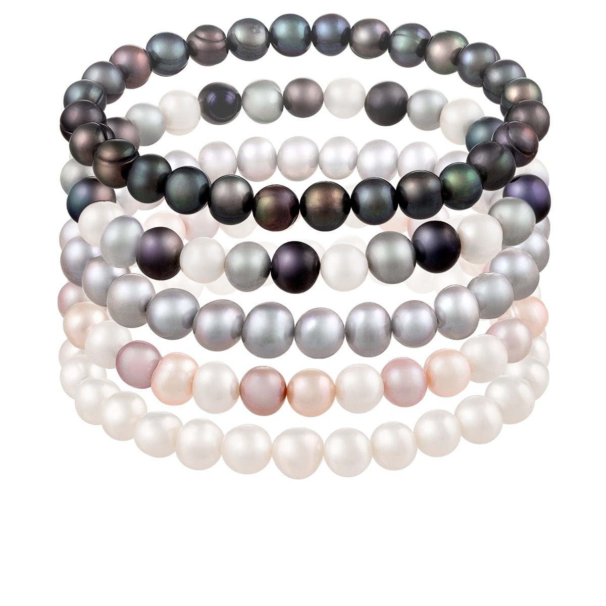 Splendid Pearls Elastic Freshwater Pearl Bracelet - Set Of 5