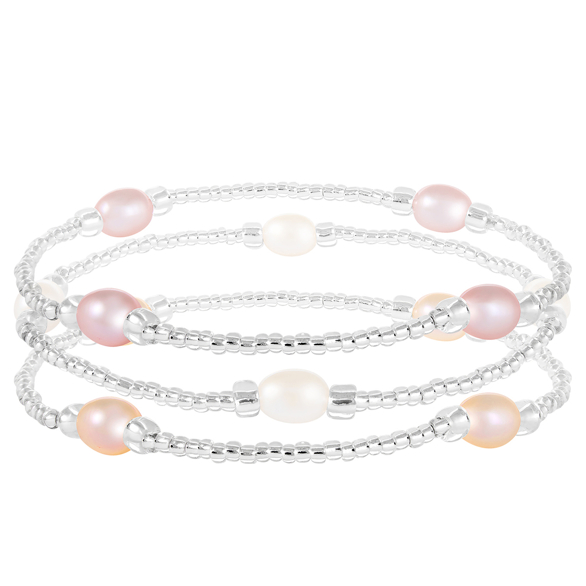 Splendid Pearls Trio Of Elastic Freshwater Pearl Bracelets