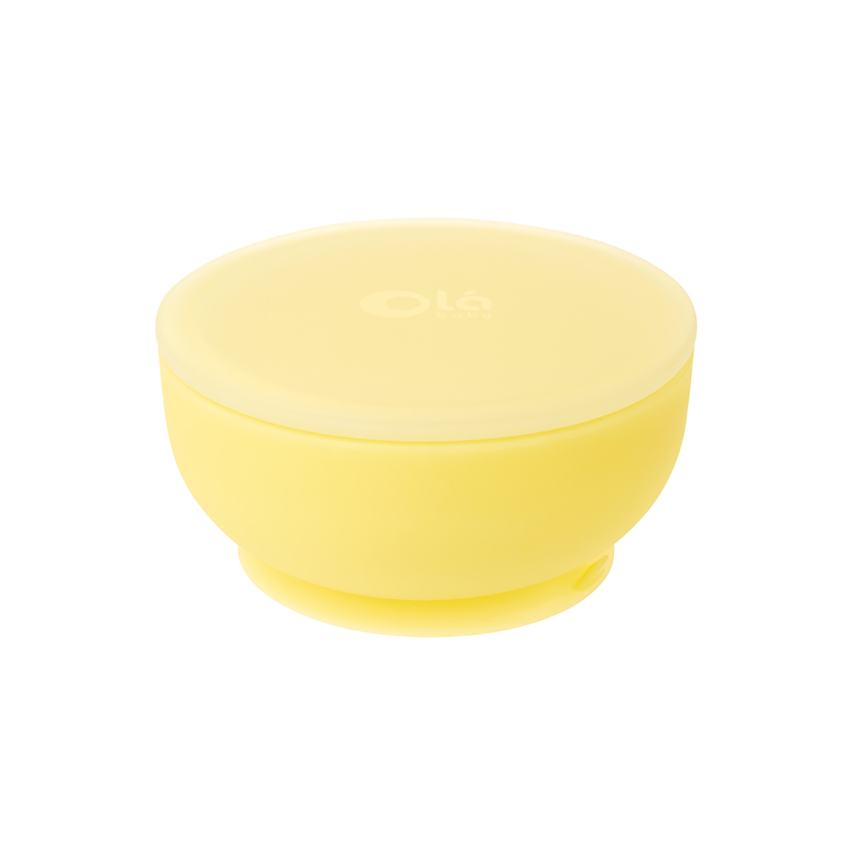 Olababy Silicone Suction Bowl With Lid - Lemon
