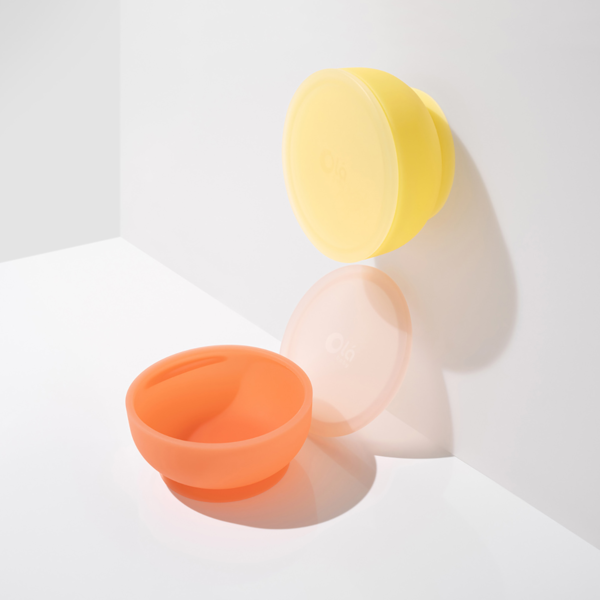 Olababy Silicone Suction Bowl With Lid - Coral