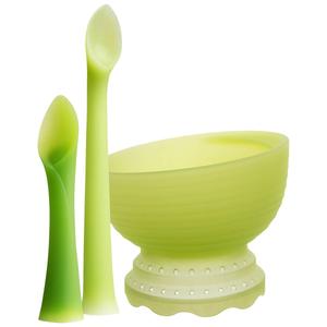 Olababy 3pc. First Training Steam Bowl and Spoon Set - Mint