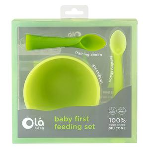 Olababy 3pc. First Training Steam Bowl and Spoon Set - Mint alternate view