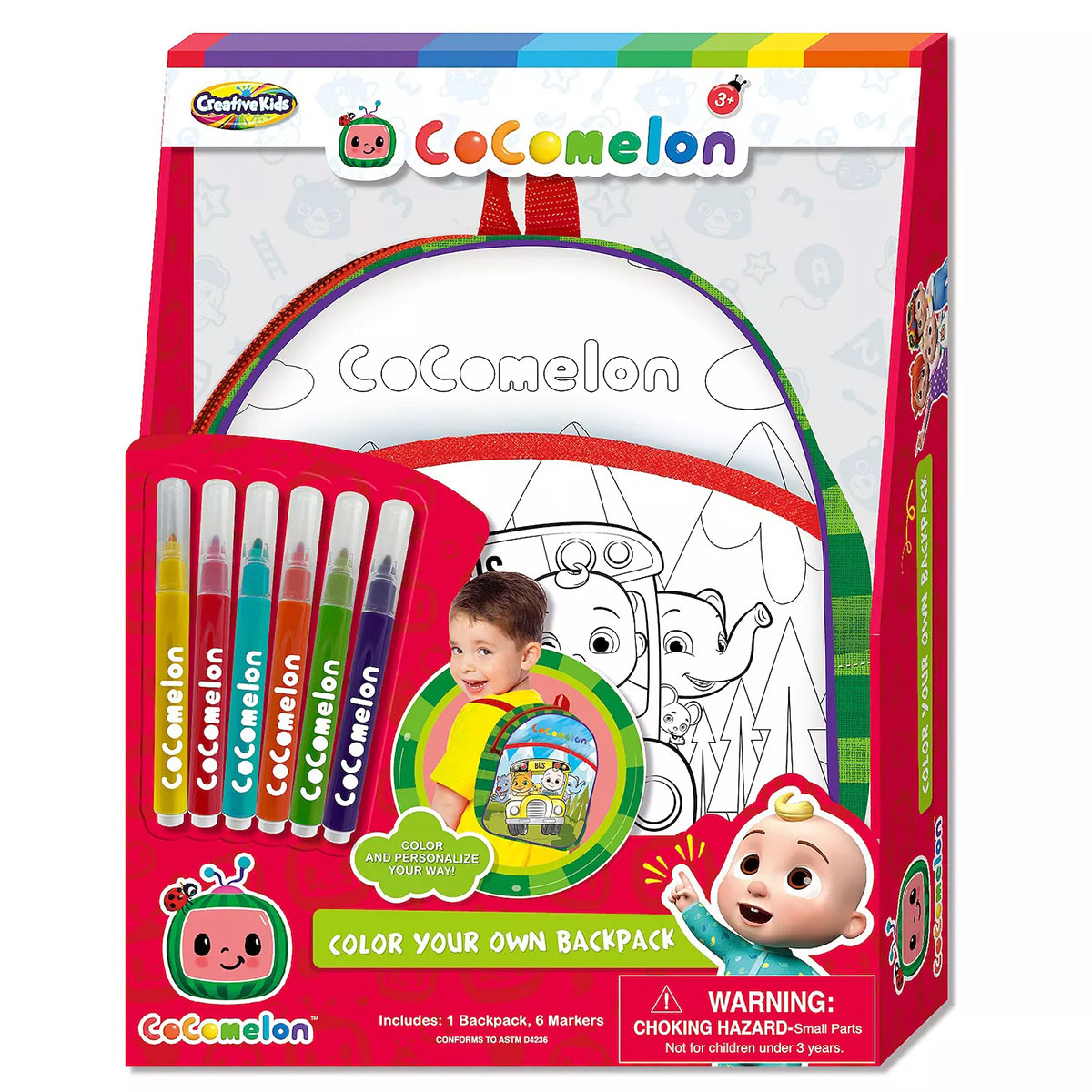 Creative Kids CoComelon Color Your Own Backpack Kit