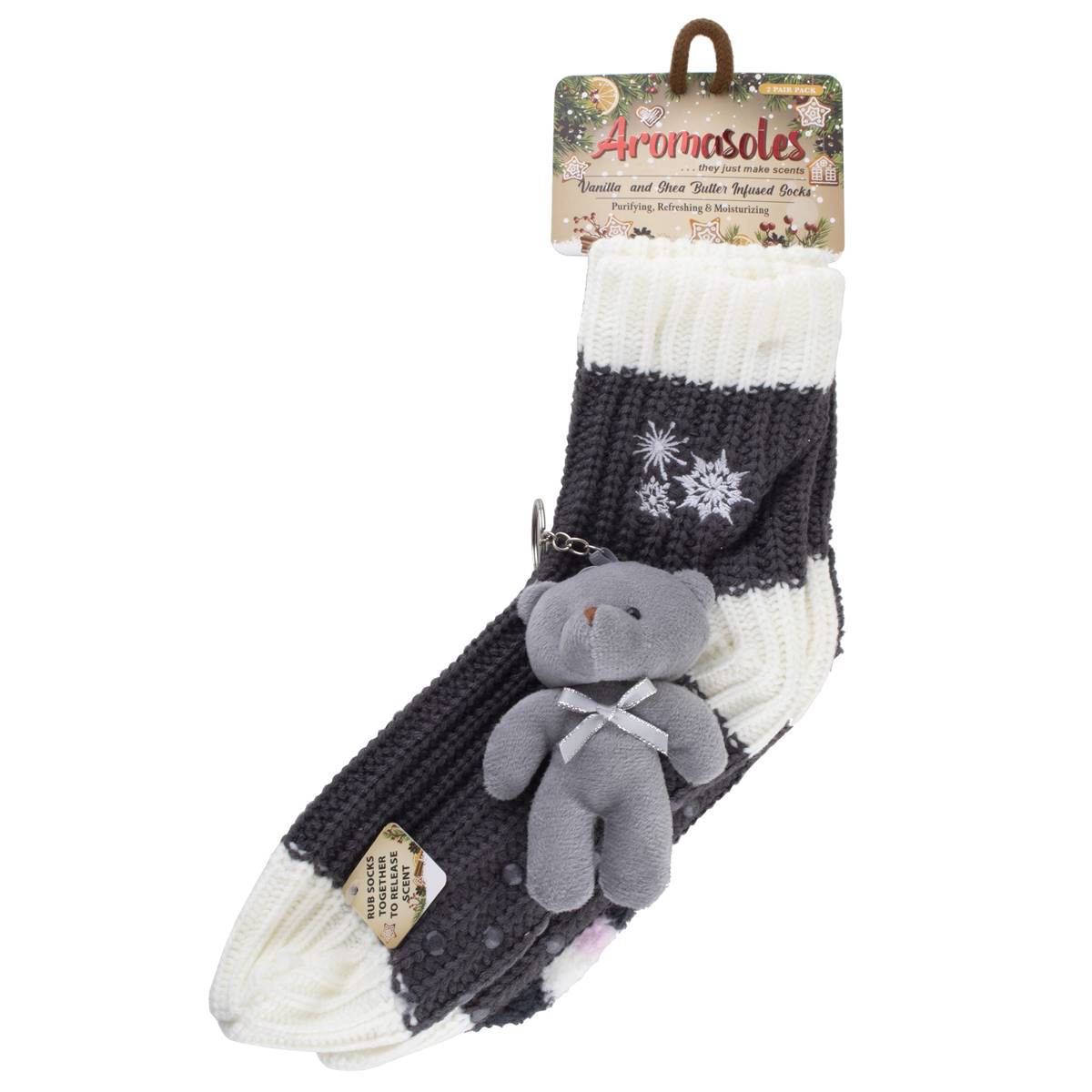 Aromasoles 2pk. Vanilla & Shea Butter Snowflakes Infused Socks