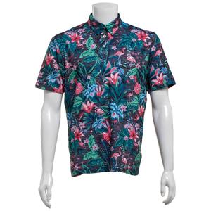 Mens Chaps Tropical Flower & Flamingo Performance Golf Polo