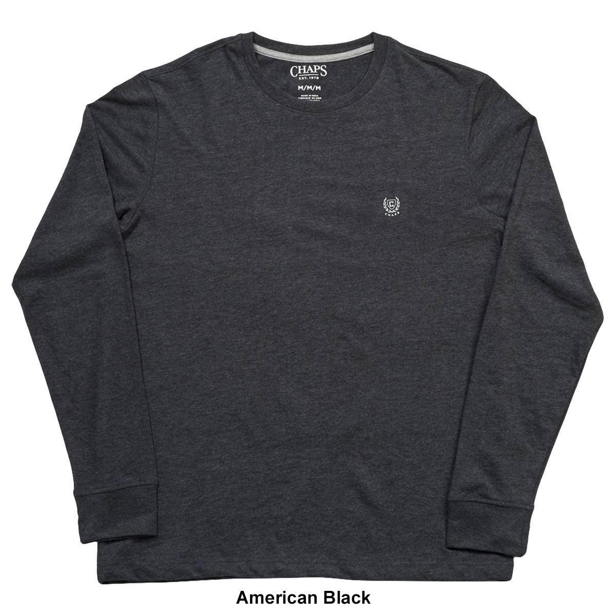 Mens Chaps Long Sleeve Solid Jersey Crew Tee