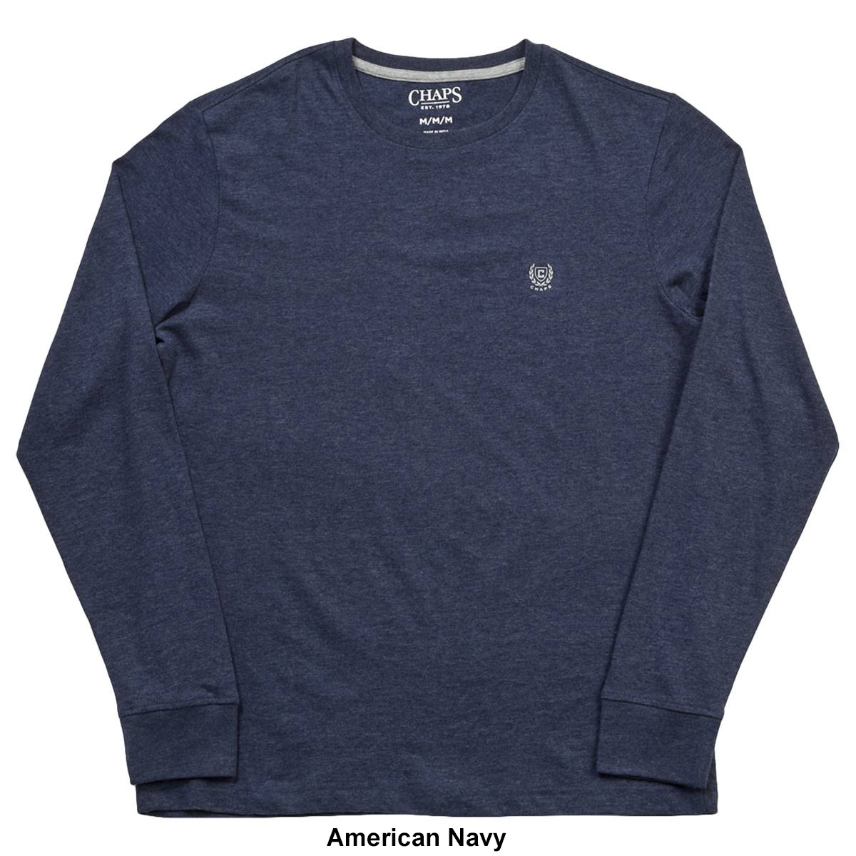 Mens Chaps Long Sleeve Solid Jersey Crew Tee