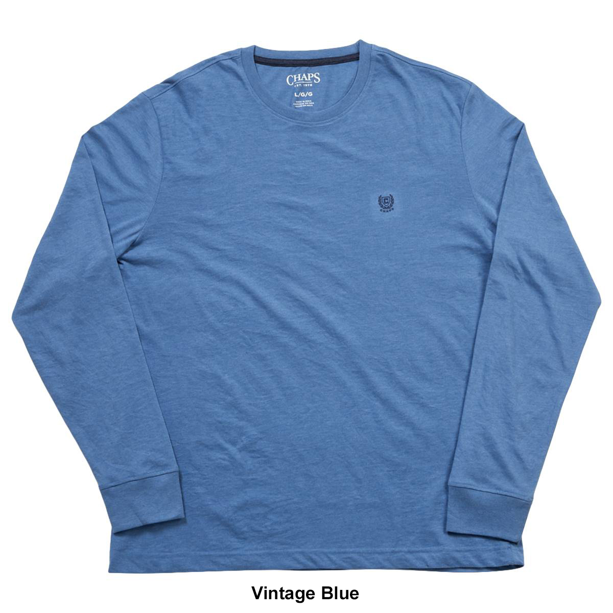 Mens Chaps Long Sleeve Solid Jersey Crew Tee