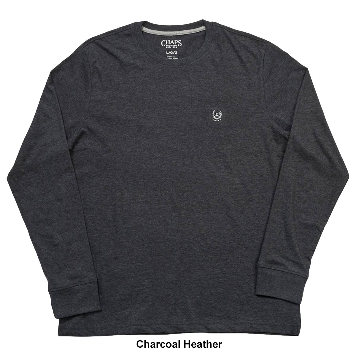 Mens Chaps Long Sleeve Solid Jersey Crew Tee