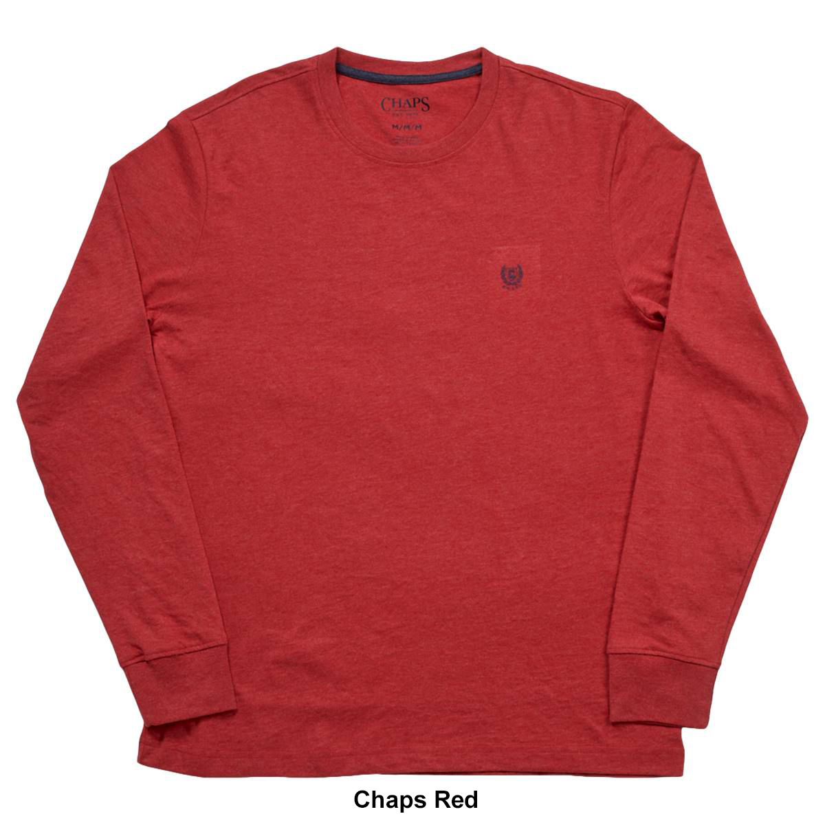 Mens Chaps Long Sleeve Solid Jersey Crew Tee