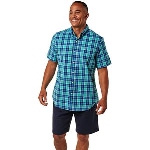 Mens Chaps Short Sleeve Stretch Dress Shirt - Scuba Blue
