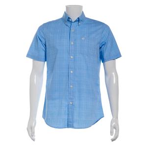 Mens Chaps Short Sleeve Stretch Button Down Shirt - Sky Blue