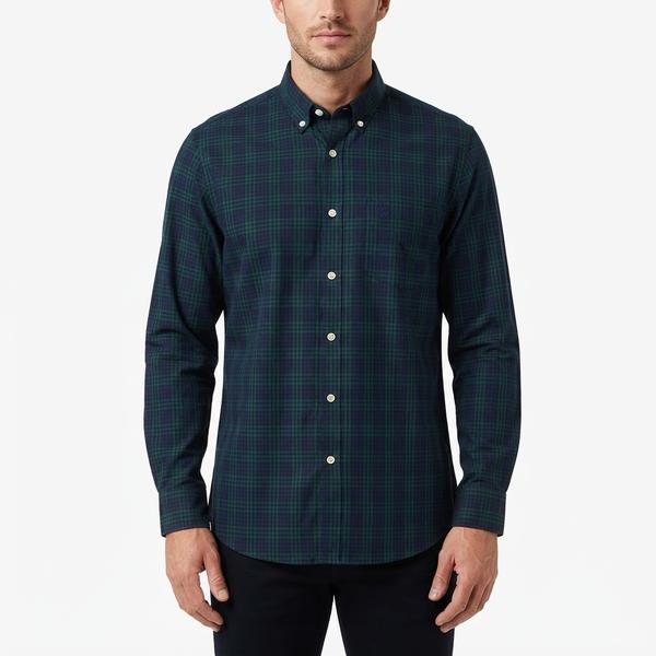 Mens Chaps Long Sleeve Stretch Plaid Button Down - Balsam