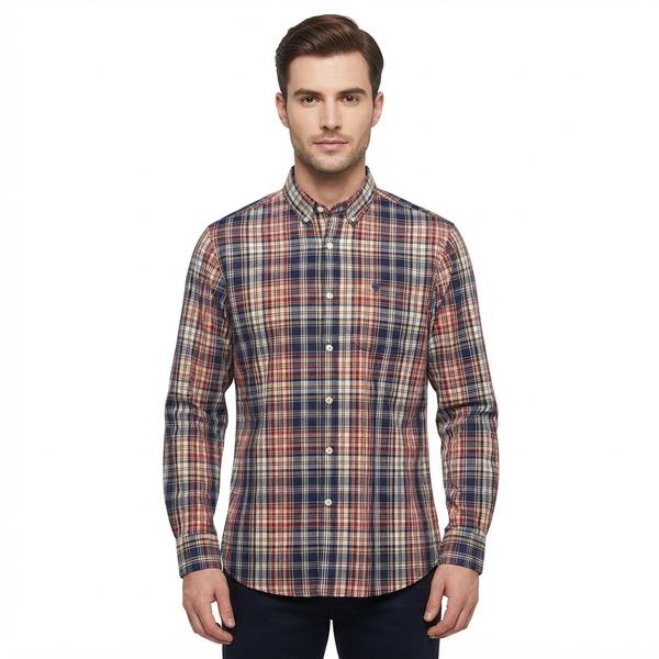 Mens Chaps Long Sleeve Stretch Plaid Button Down - Brick