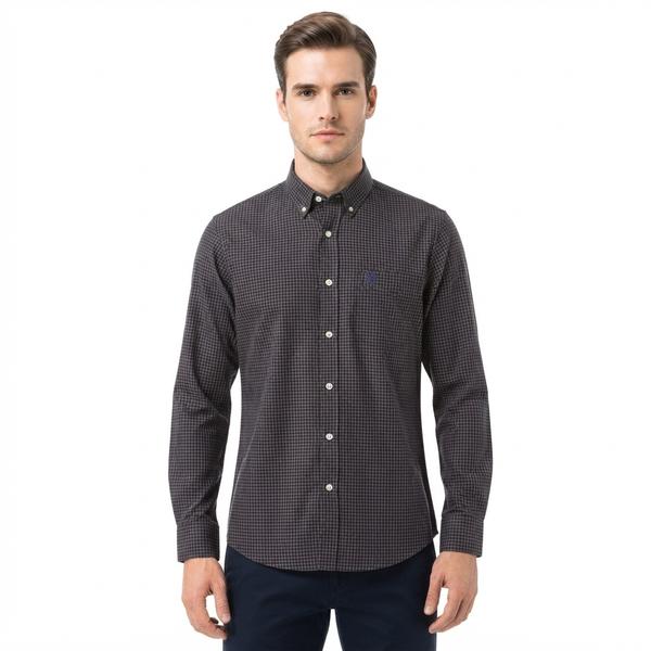 Mens Chaps Long Sleeve Stretch Plaid Button Down - Graphite