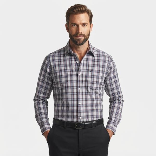 Mens Chaps Long Sleeve Stretch Plaid Button Down - Port alternate view