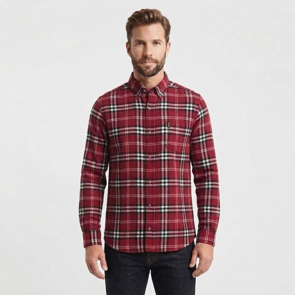 Mens Chaps Double Brush Stretch Flannel Shirt - Brick alternate view